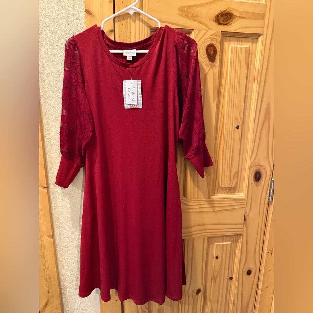 Red Lace Sleeve Angela Dress